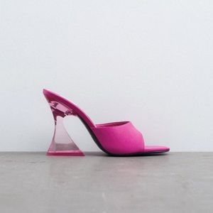 Zara hot pink acrylic and satin heel